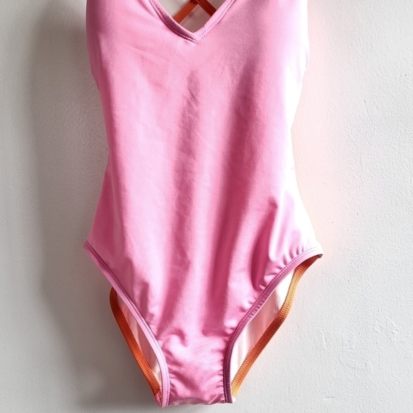 New Kate Spade NY Plunging V-Neck Colorblock Barbie Pink/Orange Swimsuit Small - Picture 9 of 17